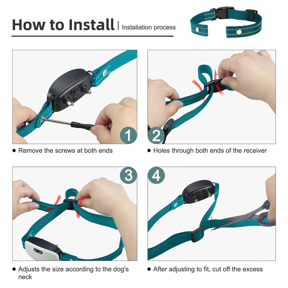 Collar Replacement Strap, Reflective Nylon Strap Dog Green