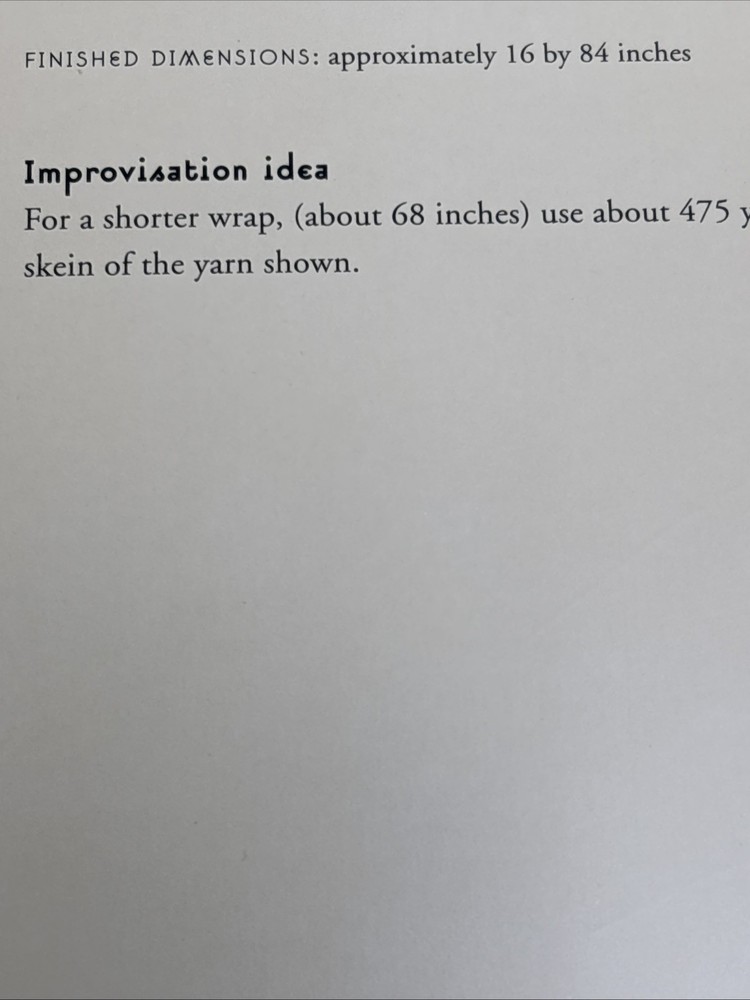 Superlong Wrap Knitting Pattern Card
