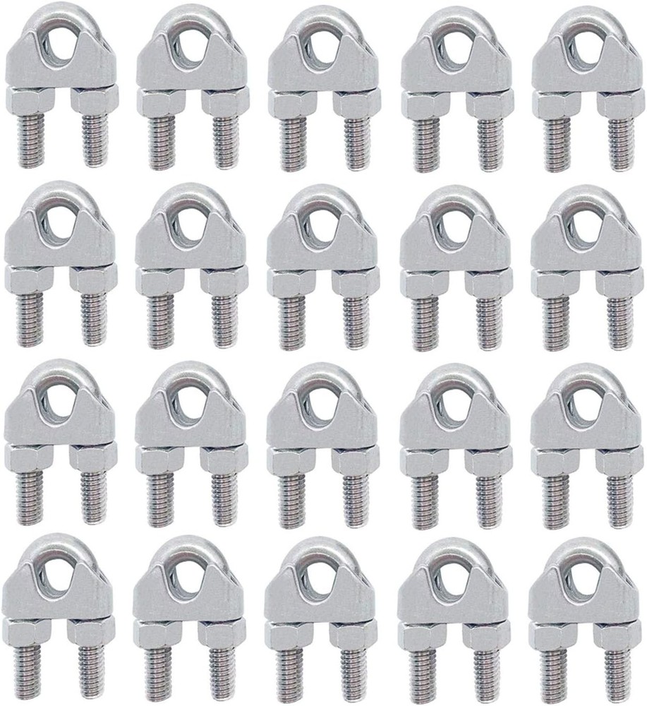 Versatile 304 Stainless Steel Wire Rope Clips - 20Pack for Secure Rigging