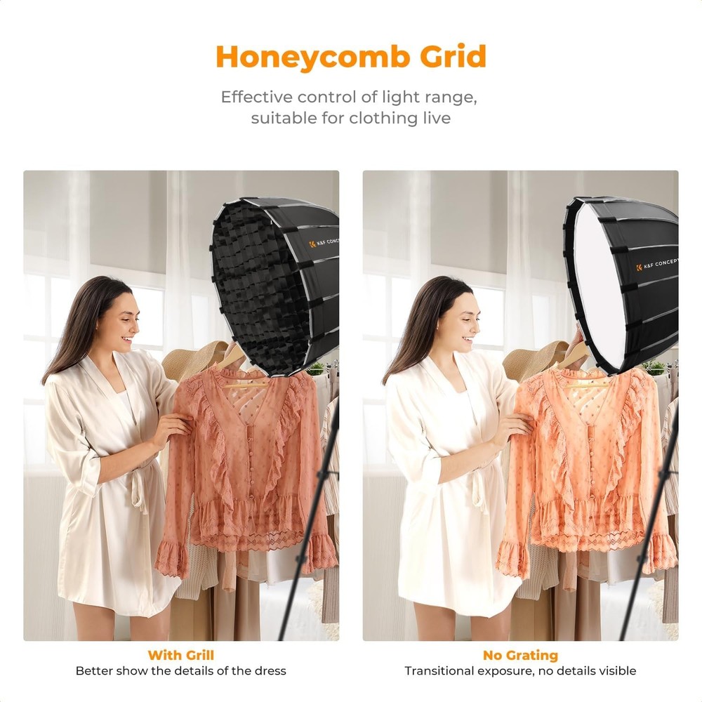 K&F Concept 35" Softbox Parabolic Hexadecagon for Bowens Mount Diffusers Studio