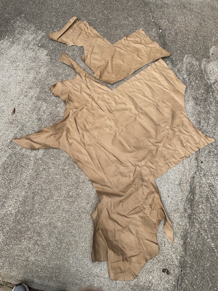 Tan Leather Hide Remnants Upholstery Leatherworking 2 Pieces