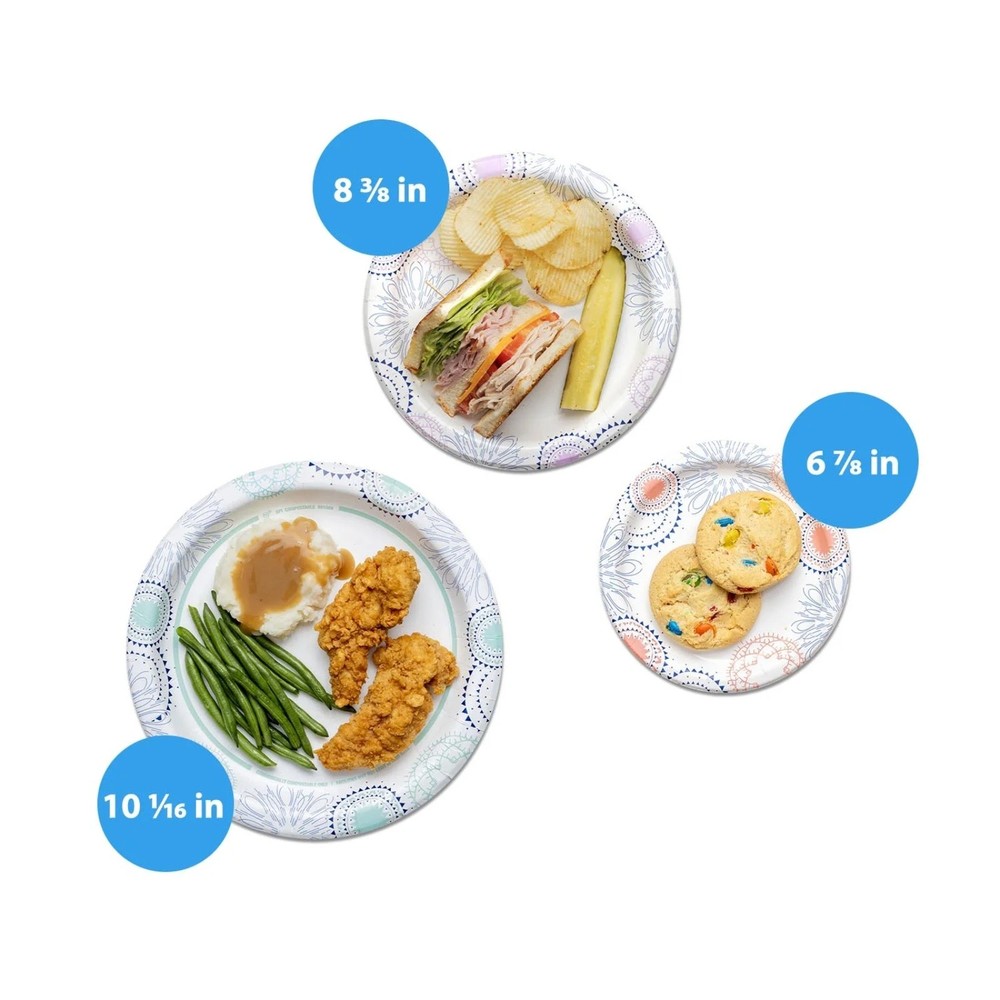 Great Value Disposable Paper Plates, 10", 50 Count
