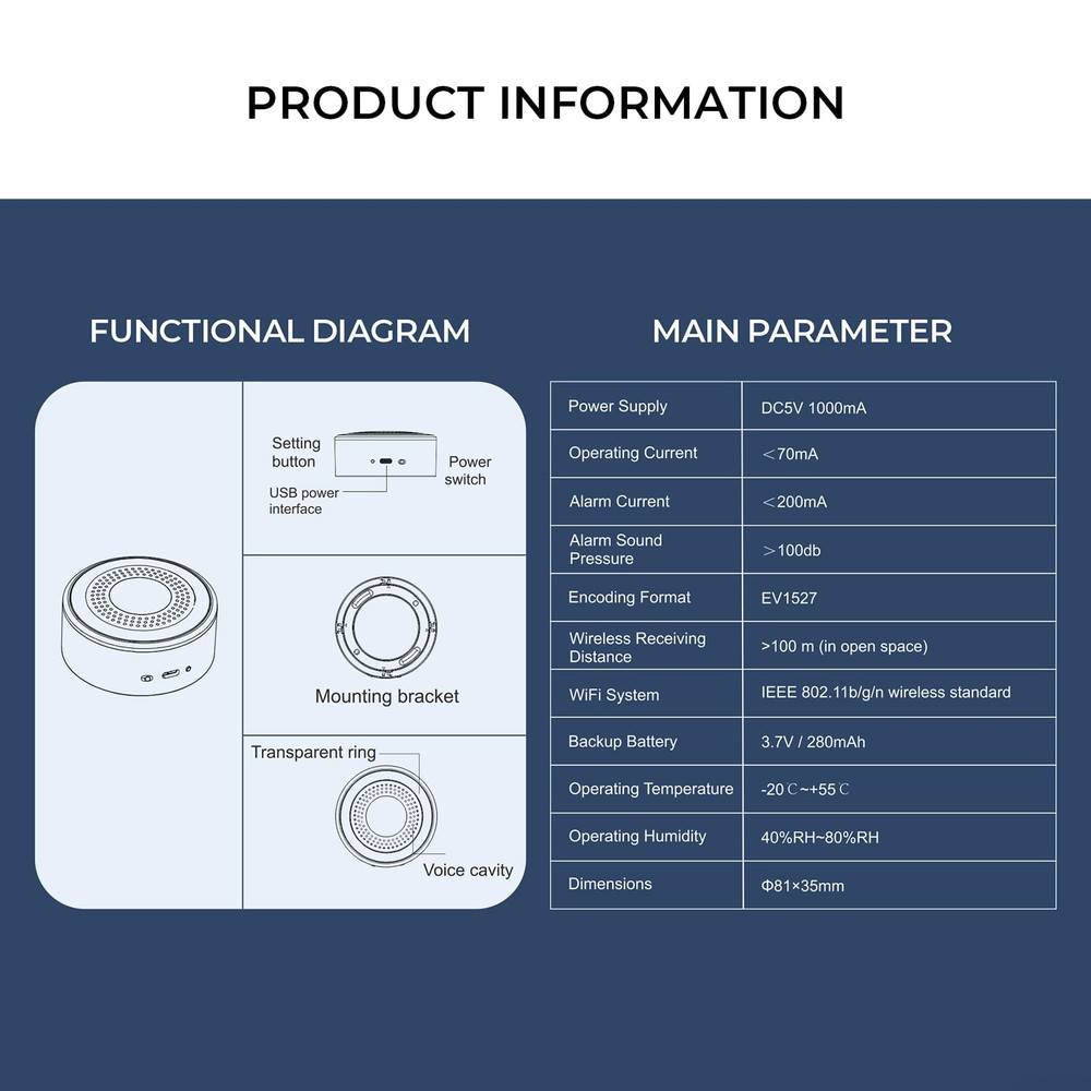 PGST Wireless Home Alarm System,Smart Security System with Tuya 8 PCS