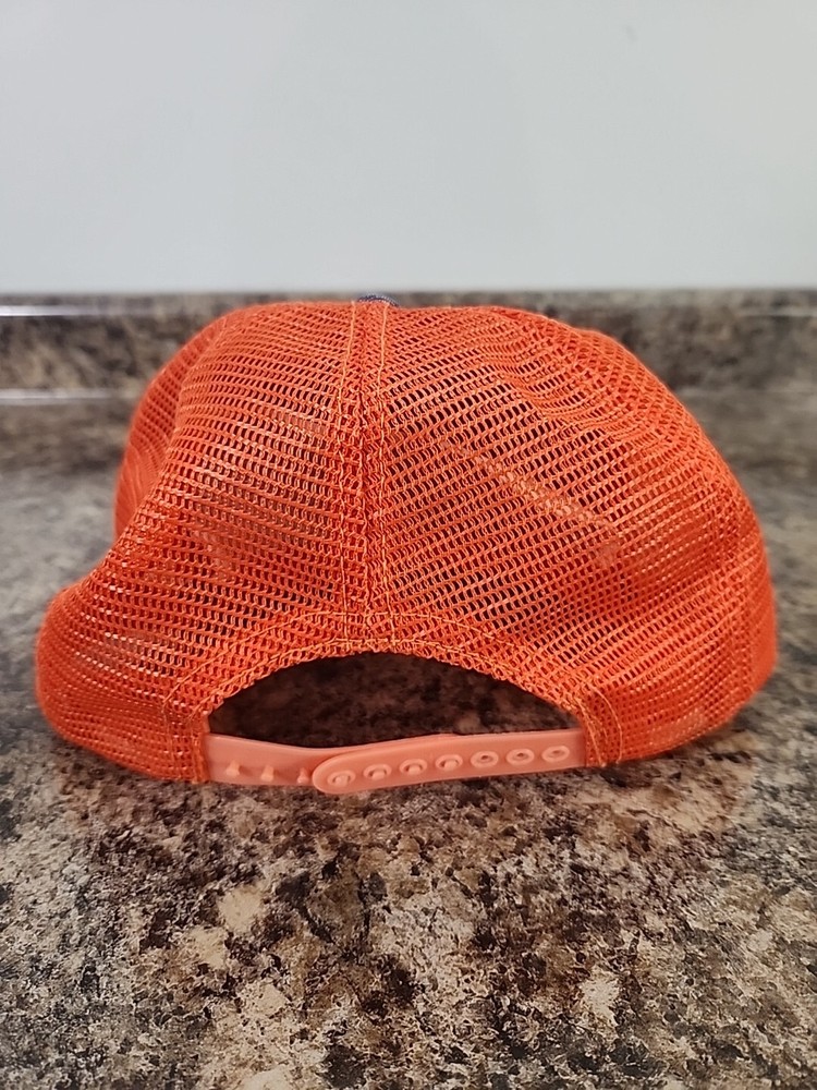 Vtg Vigorena Feeds Snapback Trucker Hat Mesh Patch Orange Denim