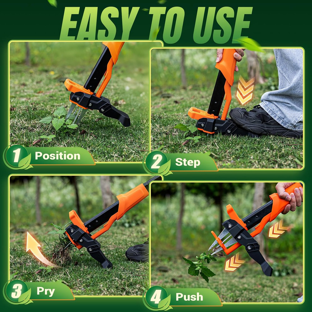 Weed Puller Tool - Stand up Weed Puller with 4-Claw Steel Head, 39"-46" Retracta