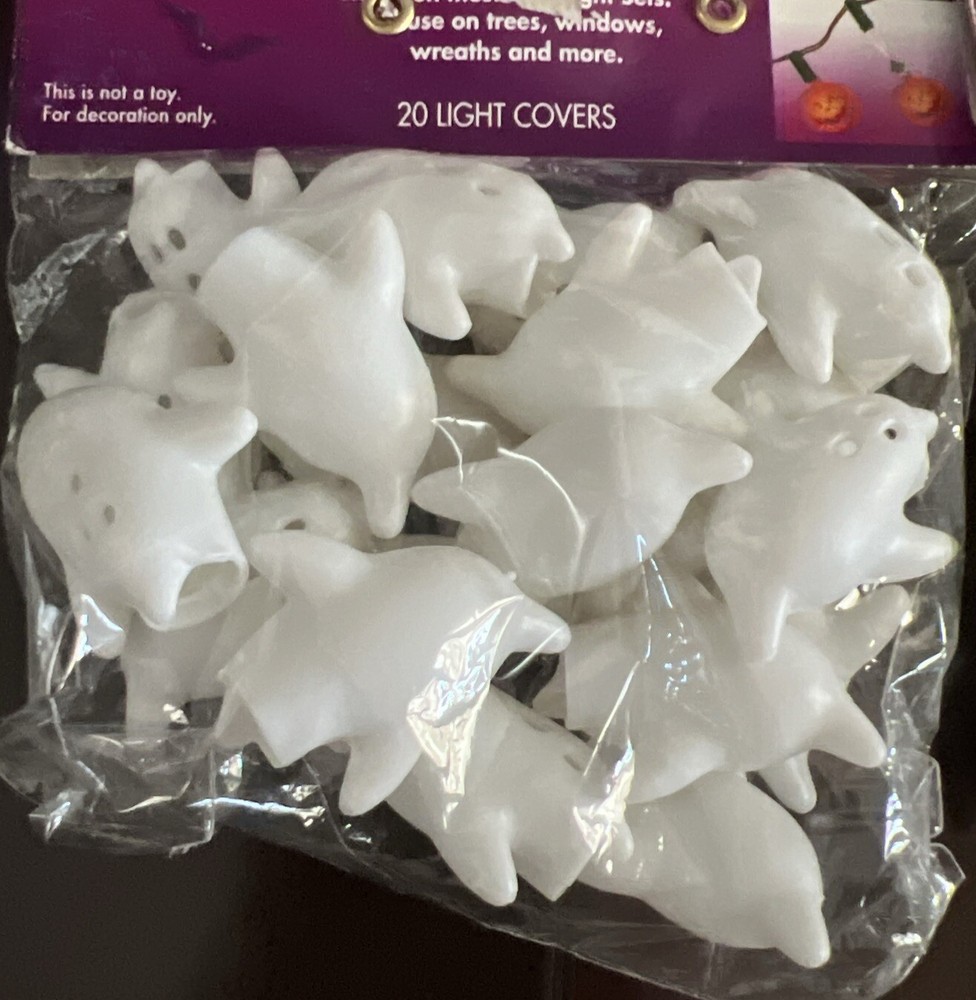Halloween Lot Of 40 Ghost Blow Mold Mini String Light Covers Decor