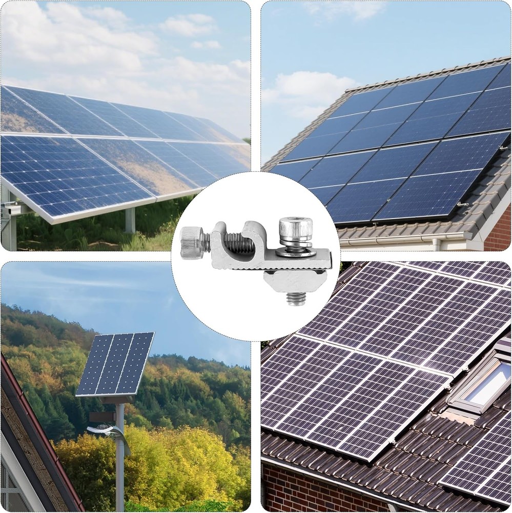 16 Pcs Solar Panel Grounding Lugs, Stainless Steel, Silver, Mount Silver