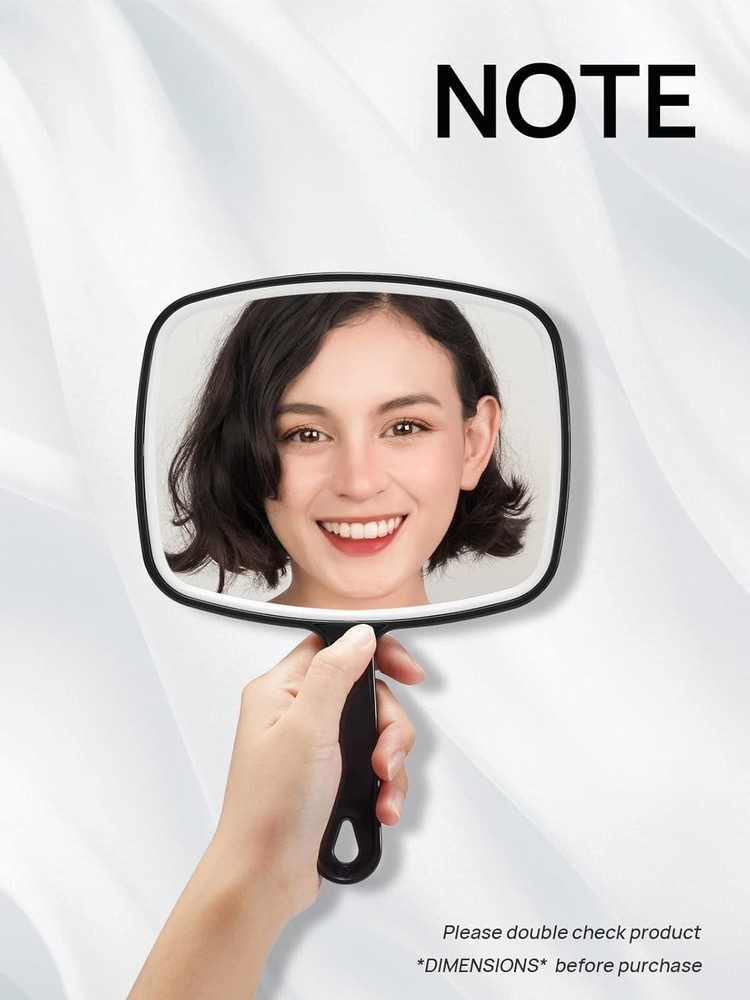 Foldable Hand Mirror - Black Classic Design with No Distortion, Includes Comb