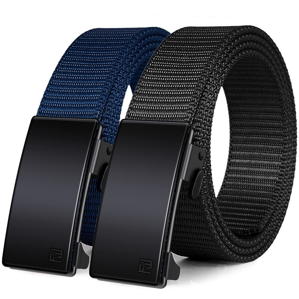 WONDAY 2 Pack Ratchet Belts for Men – Nylon Web Belts with Quick Release B