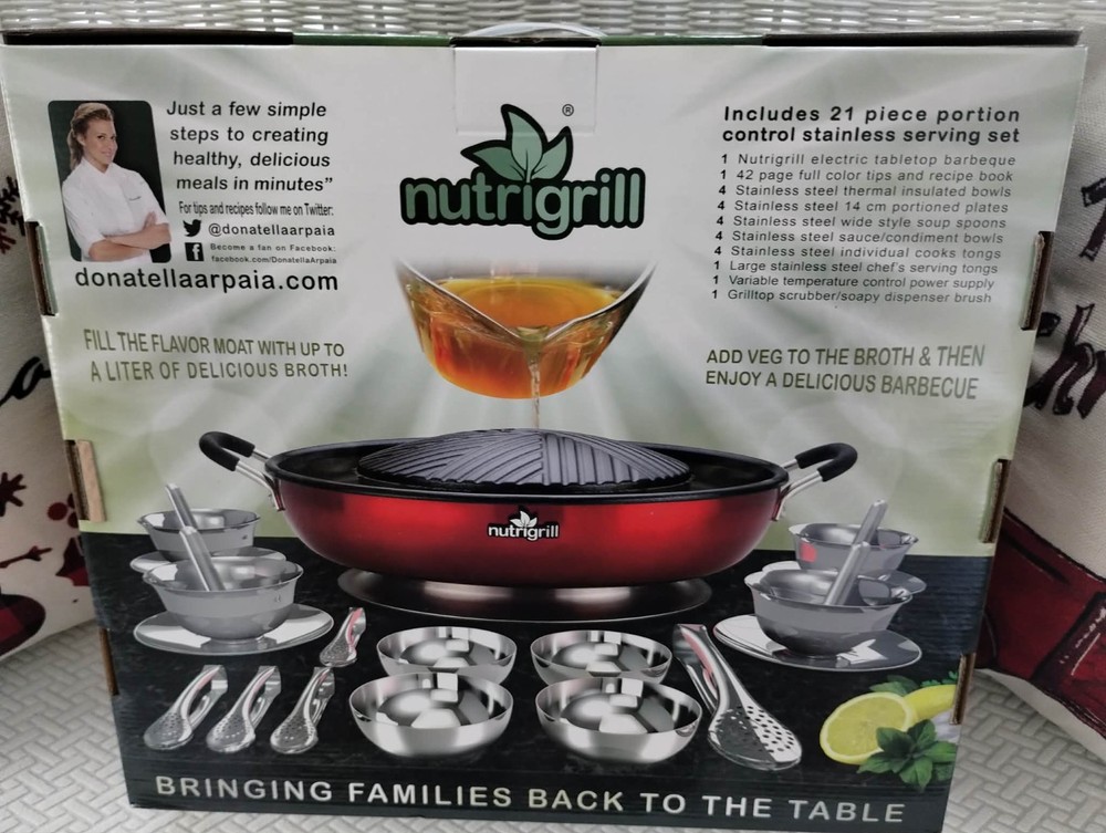 Nutrigrill 1200W Multi-Use Electric Tabletop Grill with Complete Cooking Set