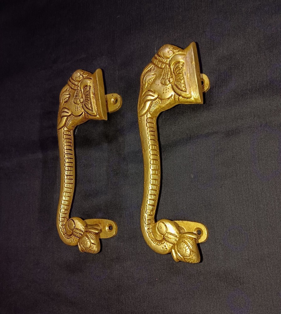 Brass Elephant Side Face Door Pull Set Animal Design Kitchen Door Handle CA357