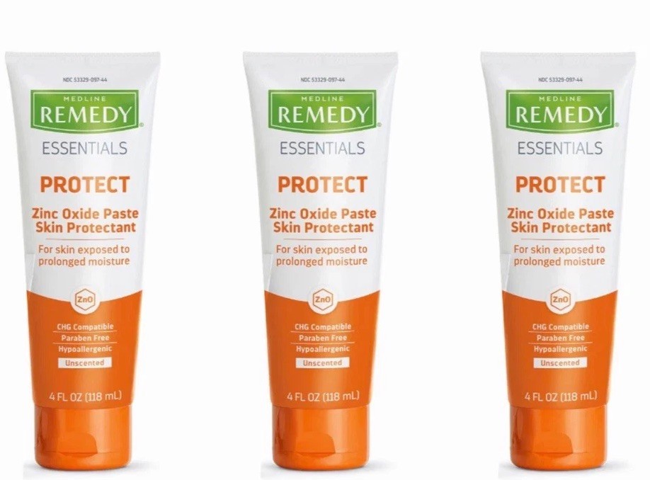 Medline Remedy Essentials Zinc Oxide Paste, Unscented, 4oz, 3 Pack