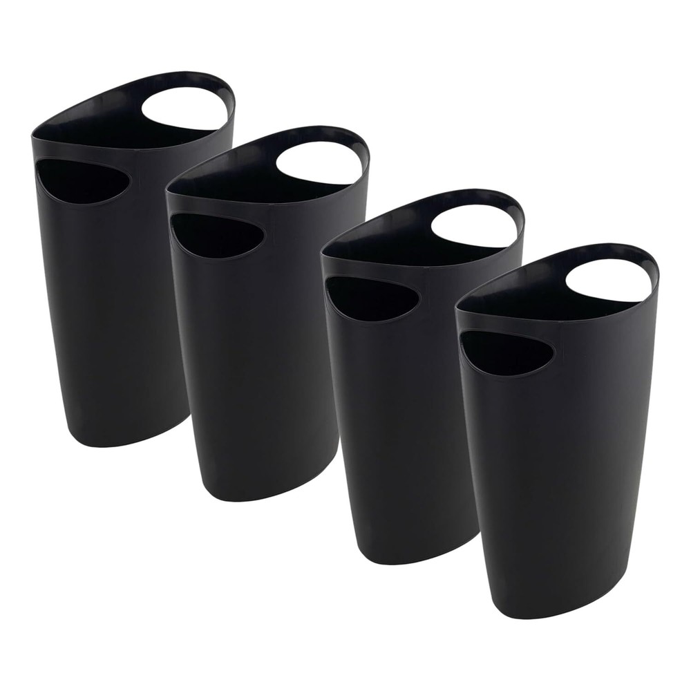 Superio Slim Bathroom Trash Can 2 Gallon Plastic, 4 Black