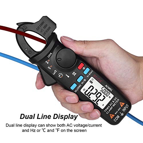 DC Clamp Meter 1mA Current True RMS Auto-Ranging 6000 Counts Digital Black