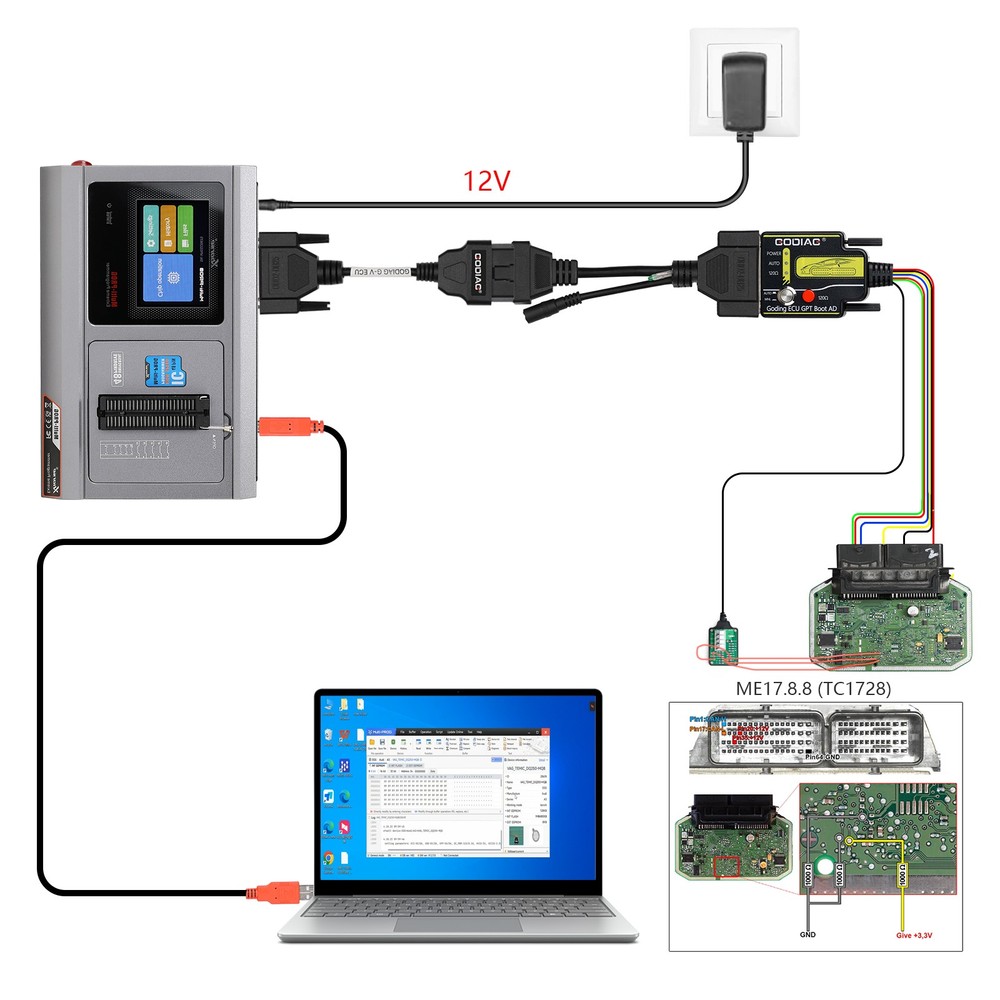 GODIAG G-V E-C-U Cable for Connecting MULTI PROG with GT107 Read & Write Data