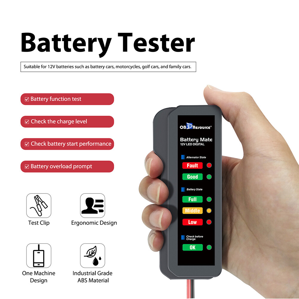 Battery Tester 12V BM310 Digital Analyzer Indicator Alternator Voltage Checker