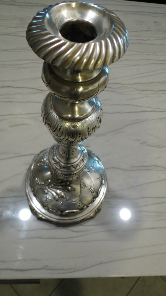 Large Heavy 19th-C Austro-Hungarian .800 Silver Candlestick   710 grams