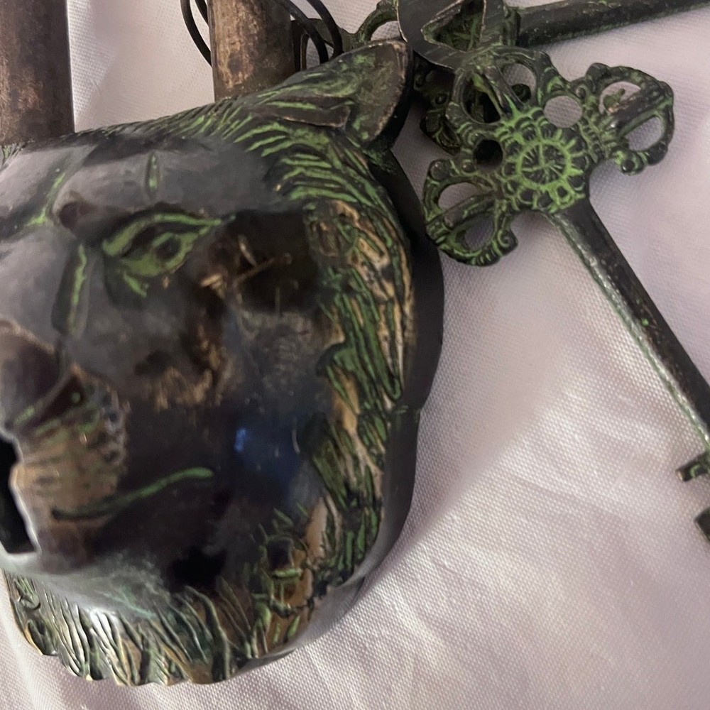 Lion Face Shape Door Lock Antique Solid Heavy Brass Safety Door Lock