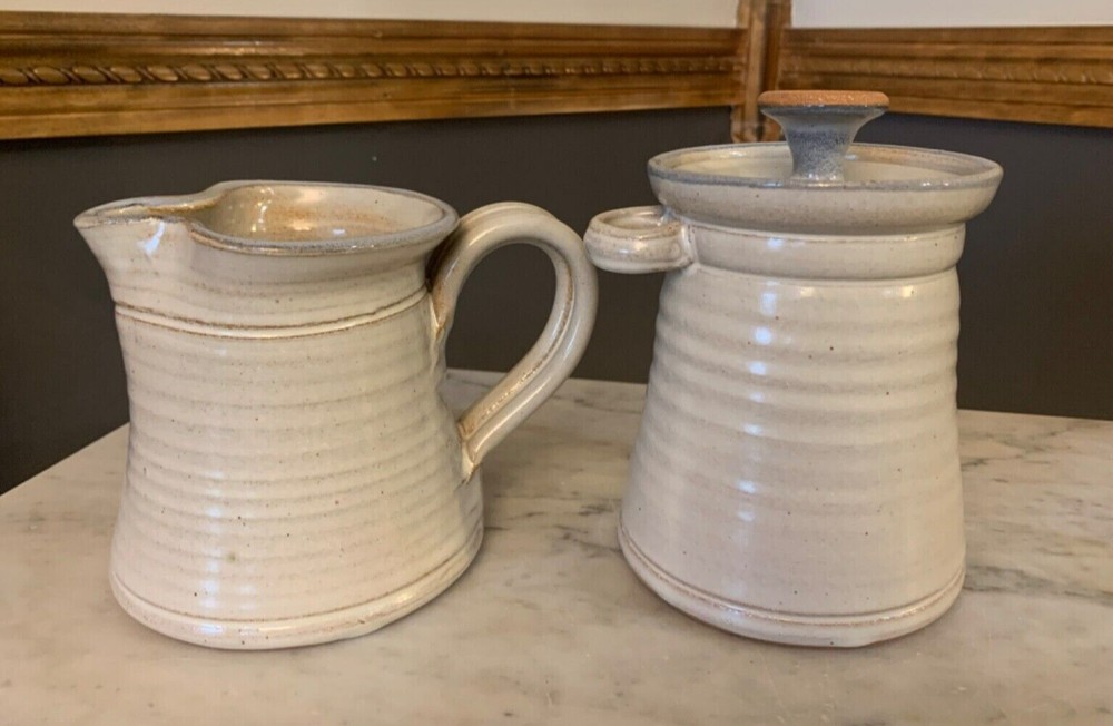 Studio Art Pottery Sugar and Creamer Set-Signed
