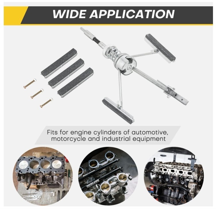 Engine Cylinder Hone Tool | 2" to 7" Diameter Adjustable Deglazer with Extra 3