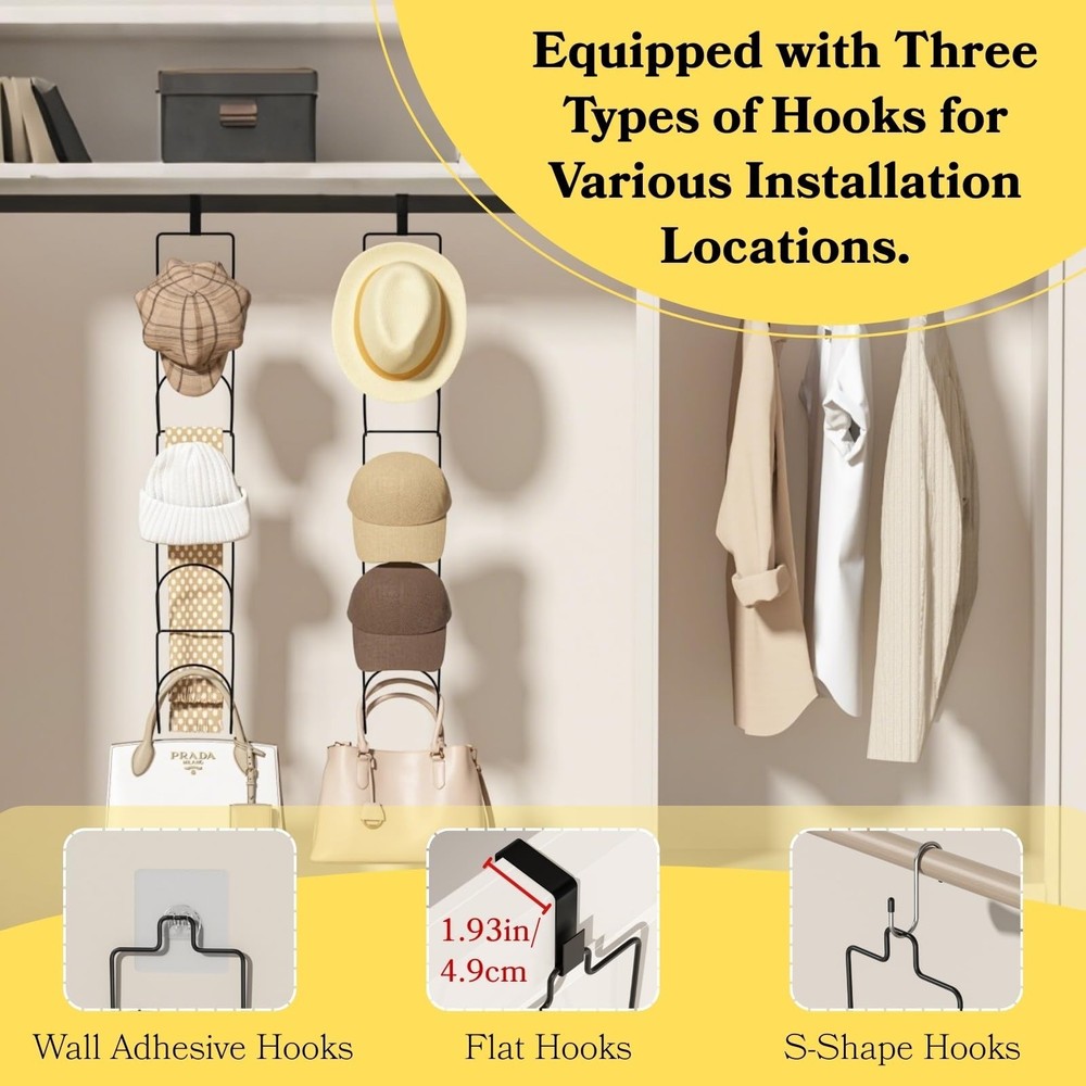 10Pack Over The Door Hat Organizer for baseball caps | Multi-Functional Baseb...