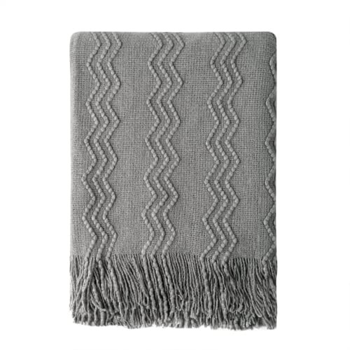 Greyish Throw Blanket 50x60 Inches Throw Textured Solid Soft 50"x60" Dark Grey