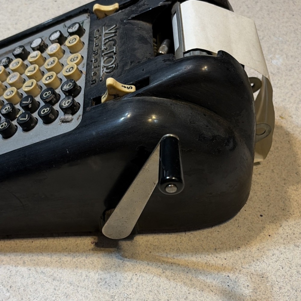 Victor Champion Vintage Mechanical Adding Machine Black