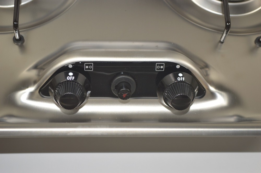 Dometic PI8022 2-Burner RV / Marine Propane Teardrop Cooktop Stove w/ Glass Lid