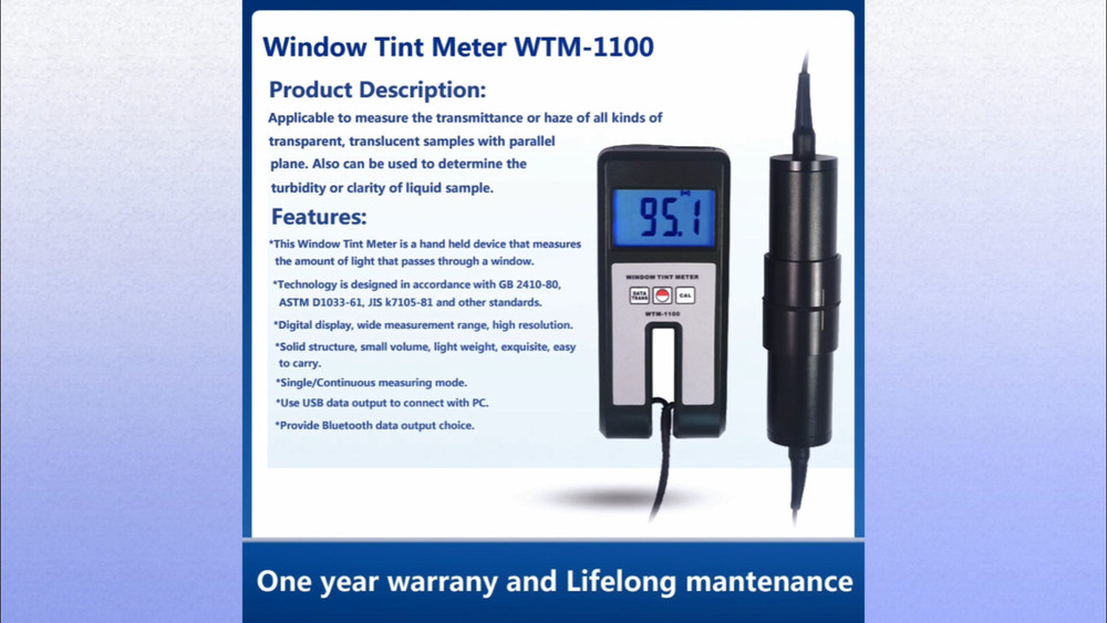 Light Transmission Meter Window Tint Meter with Range 0~100% for Plastic Sheet