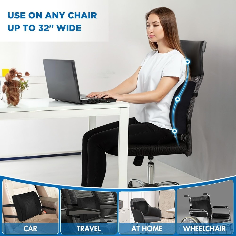Non-Slip Memory Foam Lumbar Support Pillow - Ultimate Back Comfort Solution