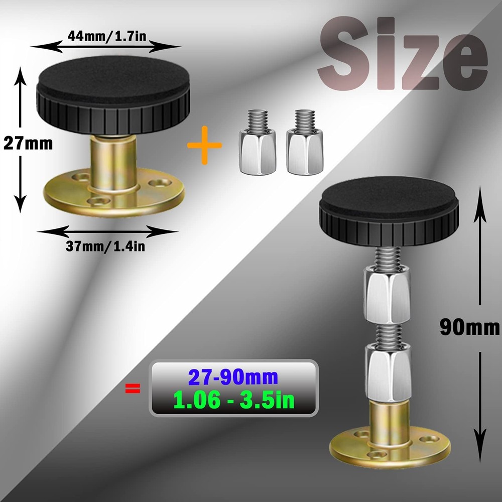 Adjustable Threaded Headboard Stoppers/Bumper Against Wall, 4 Pack Behind Bed...