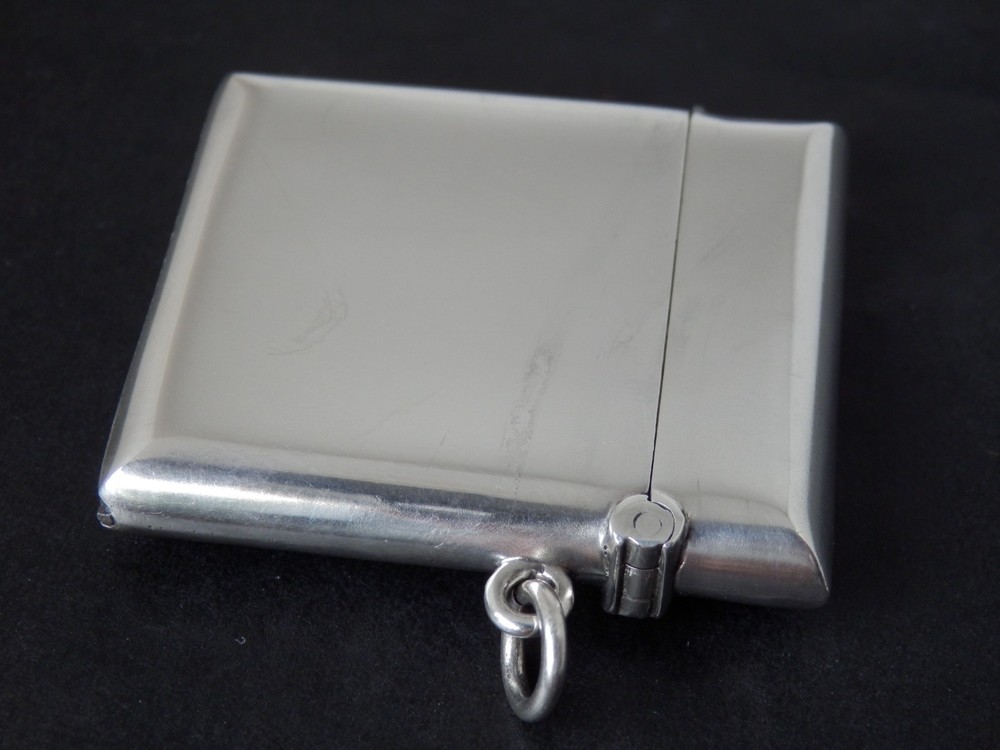 Antique Art Deco Solid Silver Enamel Vesta Case Huntsman Design