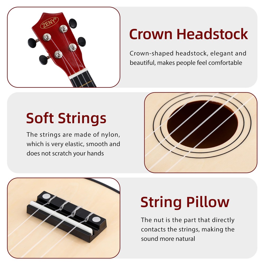 Ukulele 21" Beginner Kit for Kids, Complete with Gig Bag, Strap, Tuner, Strings