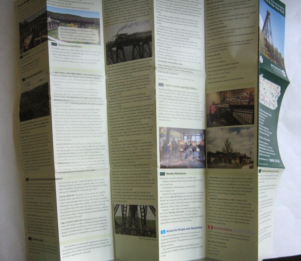 Pennsylvania Recreational Guide KINZUA BRIDGE STATE PARK Pocket Sized Guide/ Map