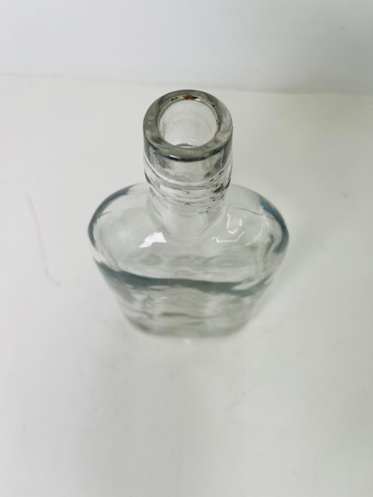 Antique Clear Glass Bottle Whiskey Flask