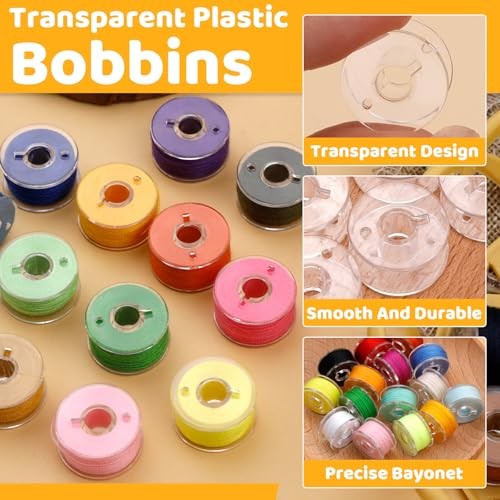 36Pcs Bobbins and Sewing Threads Prewound Bobbin Thread Threads with Bobbin