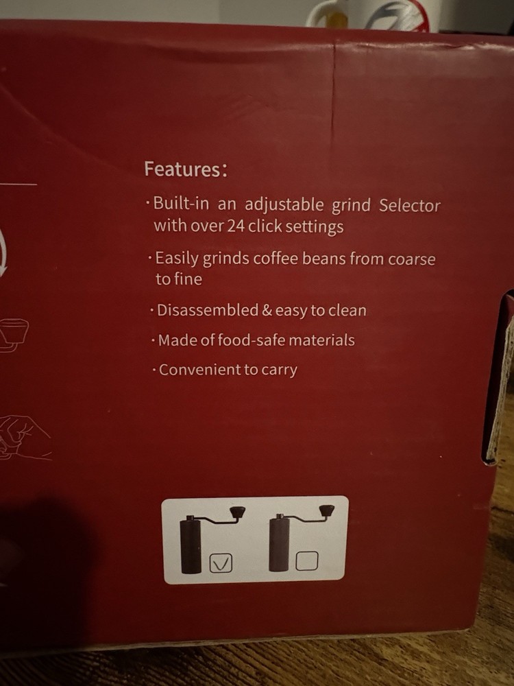 Manual Coffee Grinder Black Burr Portable