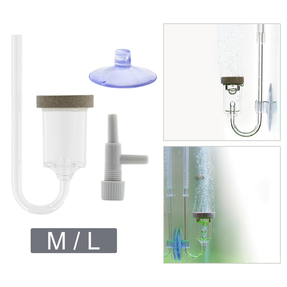 Mini Aquarium CO2 Diffuser Suction Cup Kit Bubble Stone Compressor Clear