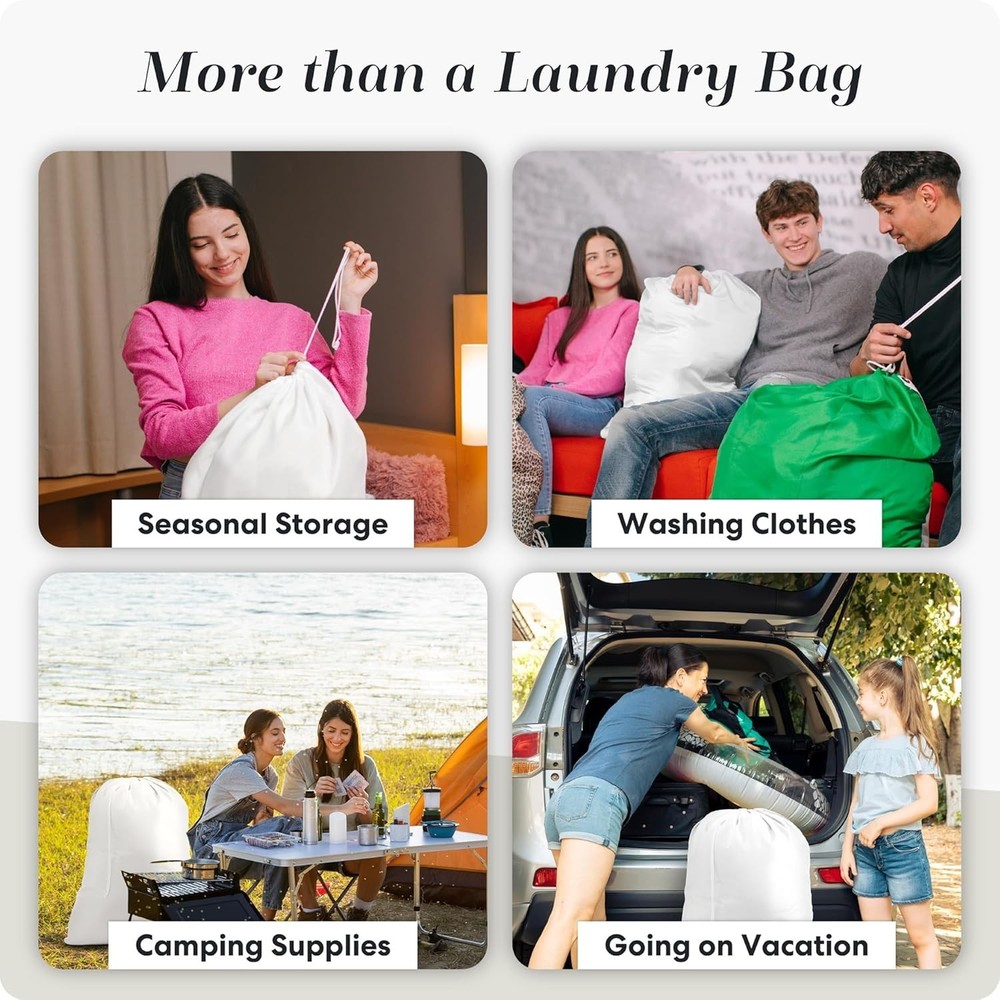 Heavy-Duty 30" x 40" Nylon Laundry Bag - Locking Drawstring, 60 lbs Capacity