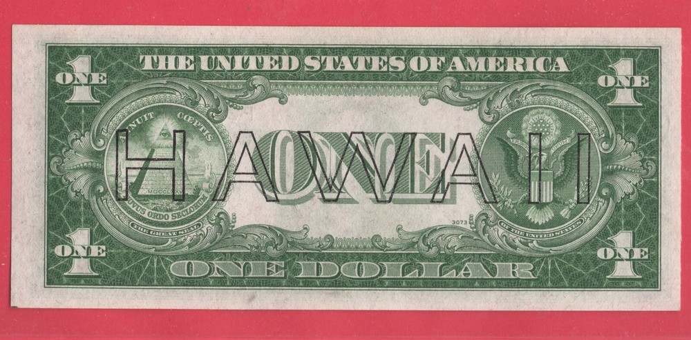 ** 1935 A HAWAII $1.00 SILVER CETIFICATE DOLLAR UNC