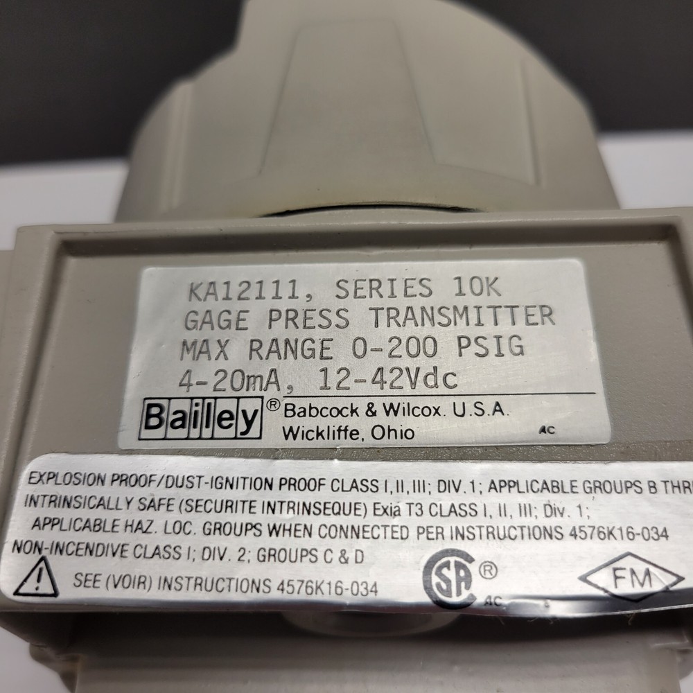 Bailey KA12111 Series 10K Pressure Transmitter