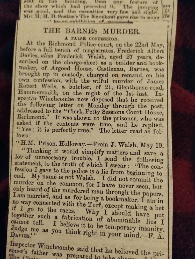 Sk252 Ephemera 1894 Article The Barnes Murder