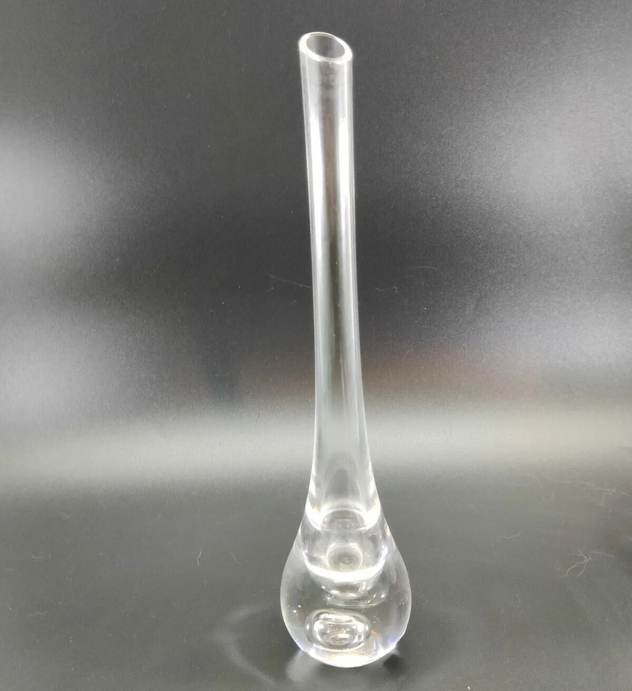 Mats Jonassen Crystal Clear Bud Vase Signed