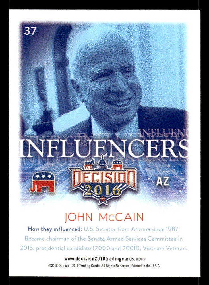 2016 Decision 2016 #37 John McCain Card
