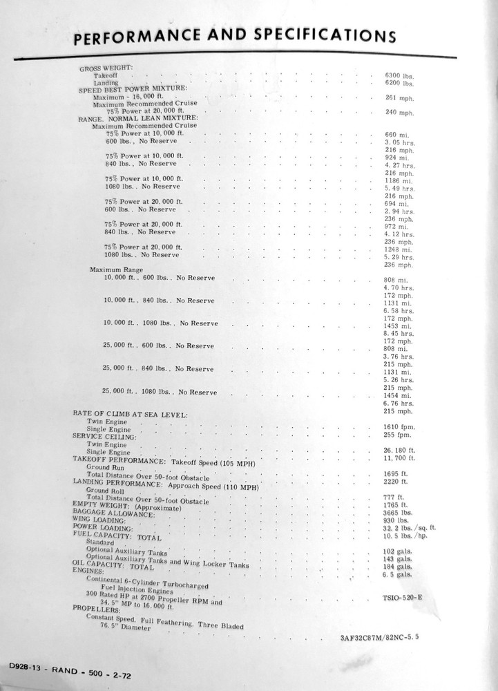 Cessna 1972 Model 401B Owner's Manual
