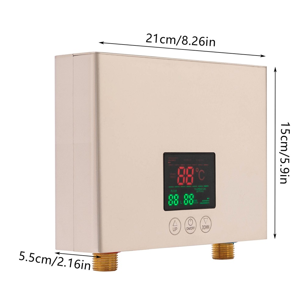 3000W Mini Electric Water Heater Wall Mounted Tankless Water Heater 86℉-131℉