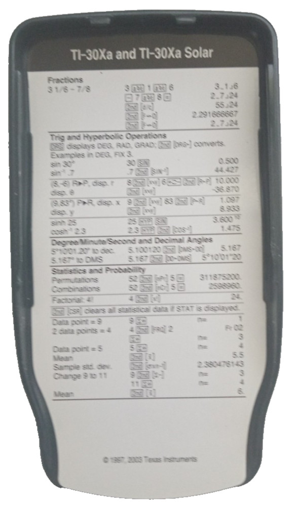 Texas Instruments TI-30XA Gray Trigonometry & Statistics Scientific Calculator