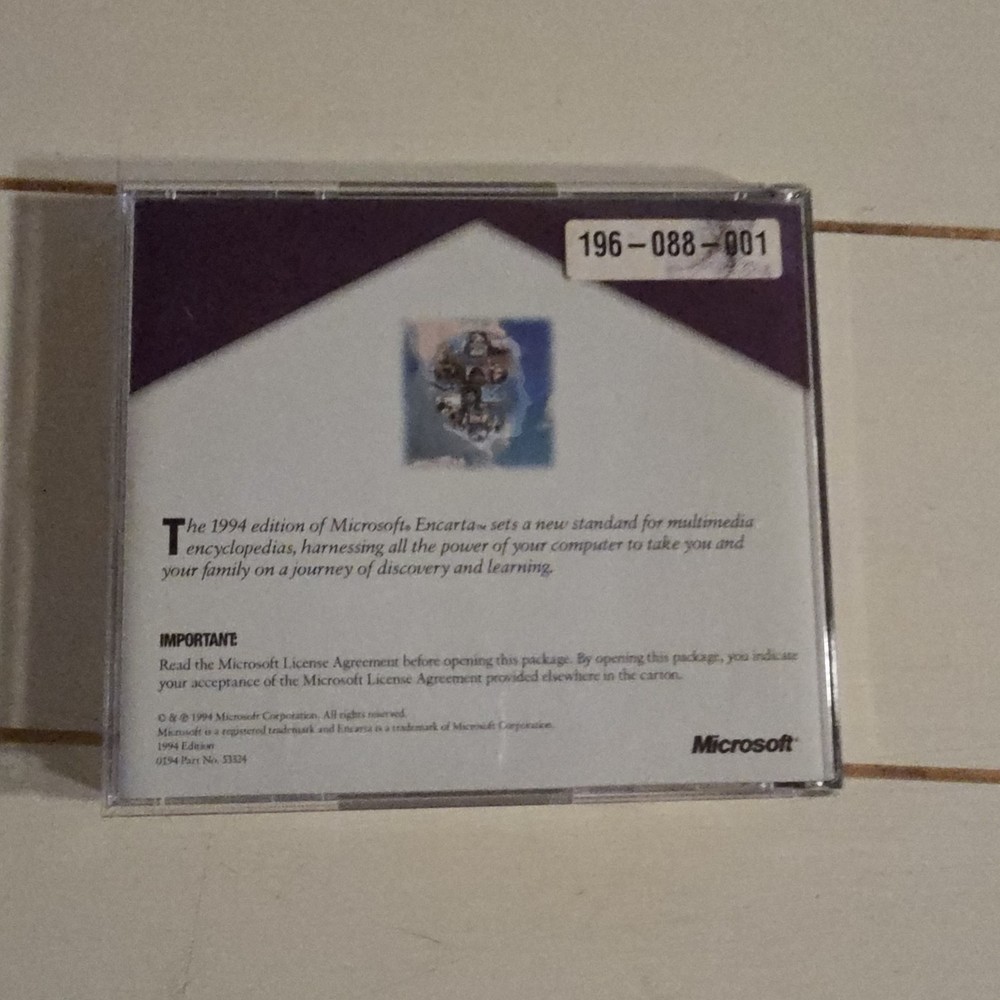 Microsoft ENCARTA 1994 VINTAGE CD FOR MAC Version
