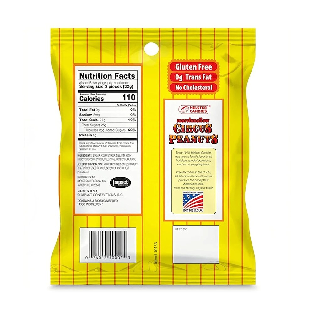 Marshmallow Circus Peanuts Candy by Melster 6oz- 12 count