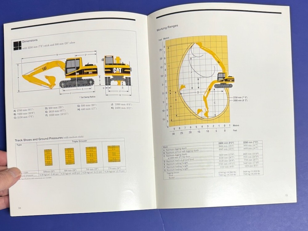 CATERPILLAR BROCHURE 311 Excavator 1993
